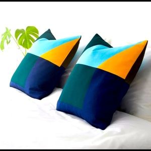 SET of 2 - IKEA MAJALISA Abstract Pillow Cushion Cover 20" x 20" Multi B…